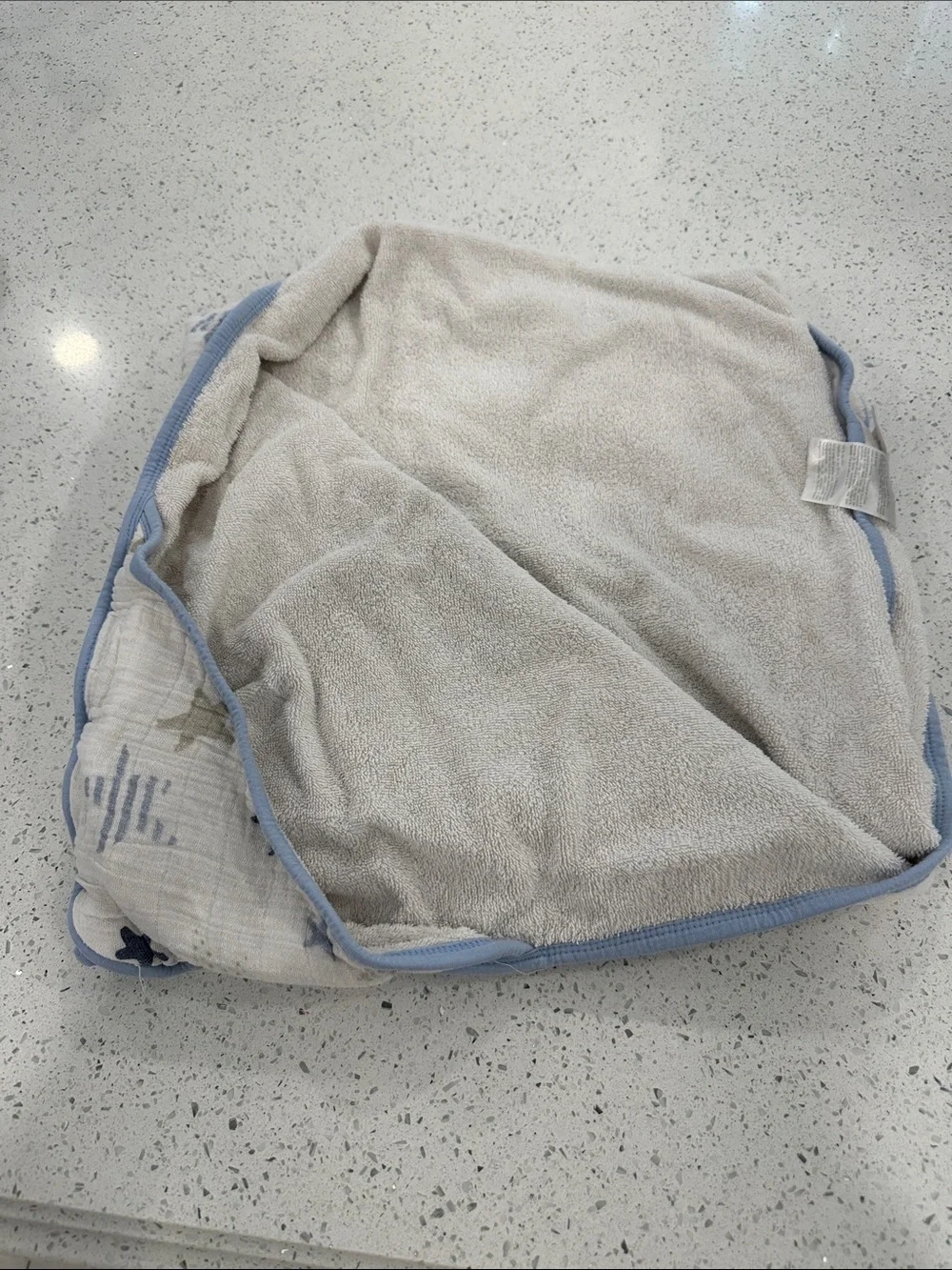 aden + anais White Muslin Towel with Blue and Gray Star Print